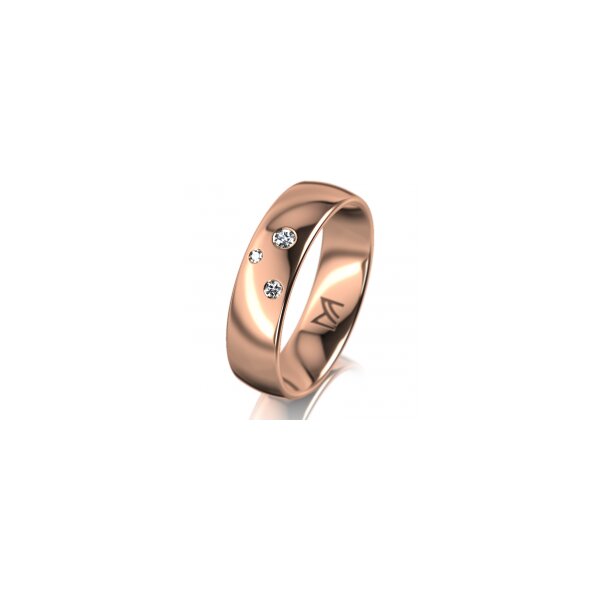 Ring 18 Karat Rotgold 5.5 mm poliert 3 Brillanten G vs Gesamt 0,050ct