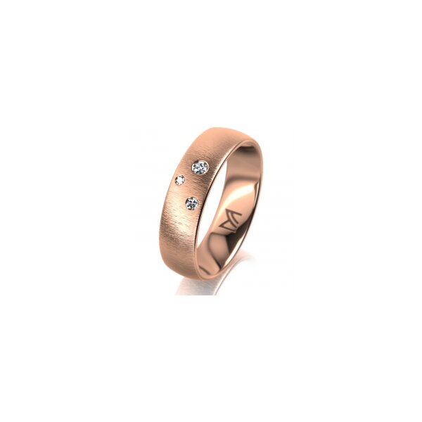 Ring 18 Karat Rotgold 5.5 mm sandmatt 3 Brillanten G vs Gesamt 0,050ct