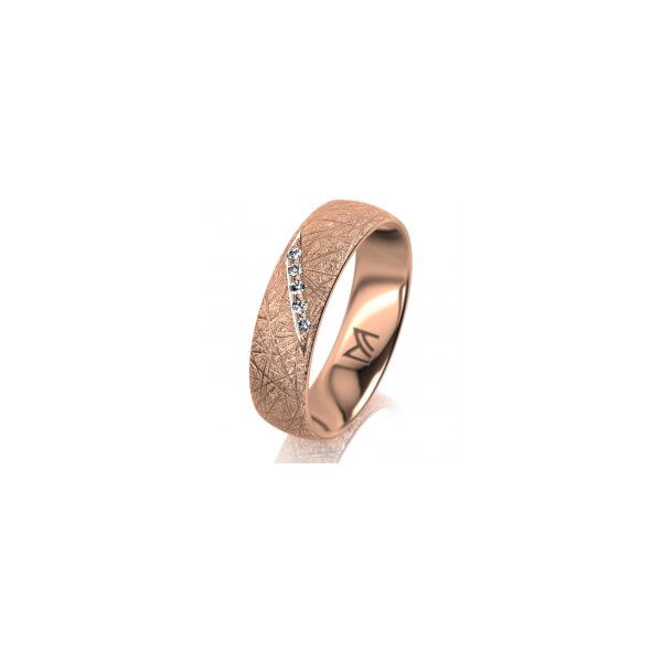Ring 14 Karat Rotgold 5.5 mm kristallmatt 5 Brillanten G vs Gesamt 0,045ct