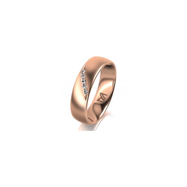 Ring 18 Karat Rotgold 5.5 mm längsmatt 5 Brillanten G vs Gesamt 0,045ct