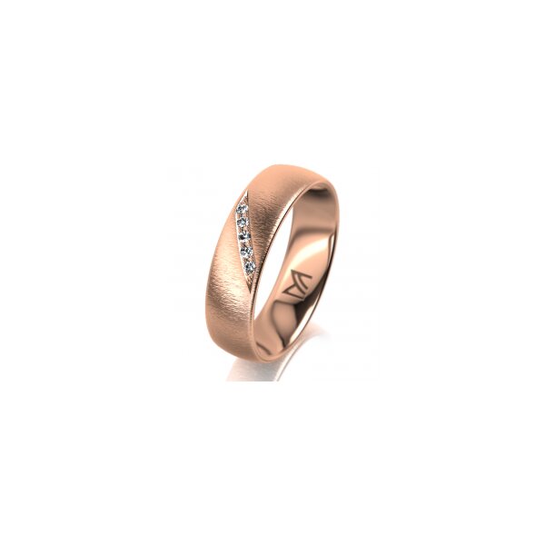 Ring 18 Karat Rotgold 5.5 mm sandmatt 5 Brillanten G vs Gesamt 0,045ct