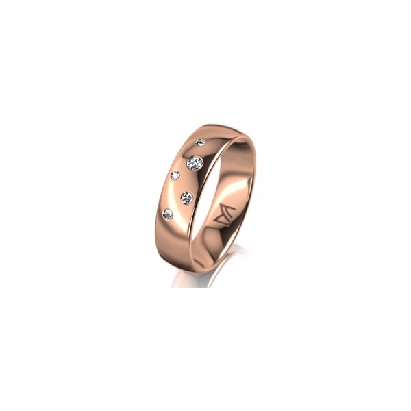 Ring 14 Karat Rotgold 5.5 mm poliert 5 Brillanten G vs Gesamt 0,065ct