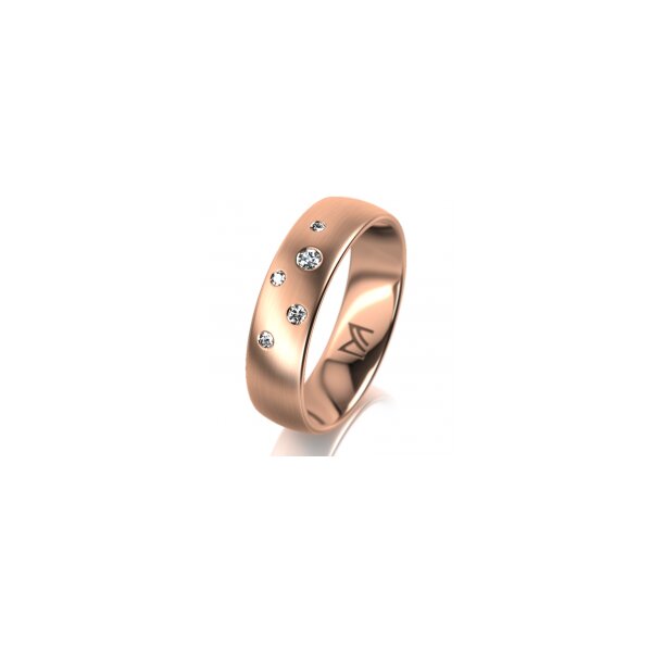 Ring 14 Karat Rotgold 5.5 mm l&auml;ngsmatt 5 Brillanten G vs Gesamt 0,065ct