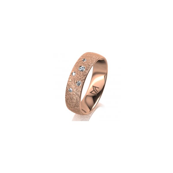 Ring 18 Karat Rotgold 5.5 mm kristallmatt 5 Brillanten G vs Gesamt 0,065ct