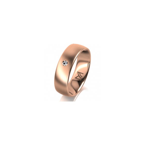 Ring 14 Karat Rotgold 6.0 mm längsmatt 1 Brillant G vs 0,025ct