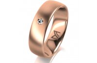 Ring 18 Karat Rotgold 6.0 mm l&auml;ngsmatt 1 Brillant G...