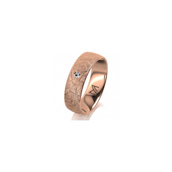 Ring 18 Karat Rotgold 6.0 mm kristallmatt 1 Brillant G vs 0,025ct