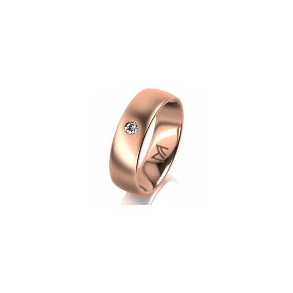 Ring 14 Karat Rotgold 6.0 mm längsmatt 1 Brillant G vs 0,050ct