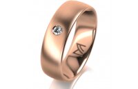 Ring 14 Karat Rotgold 6.0 mm l&auml;ngsmatt 1 Brillant G...