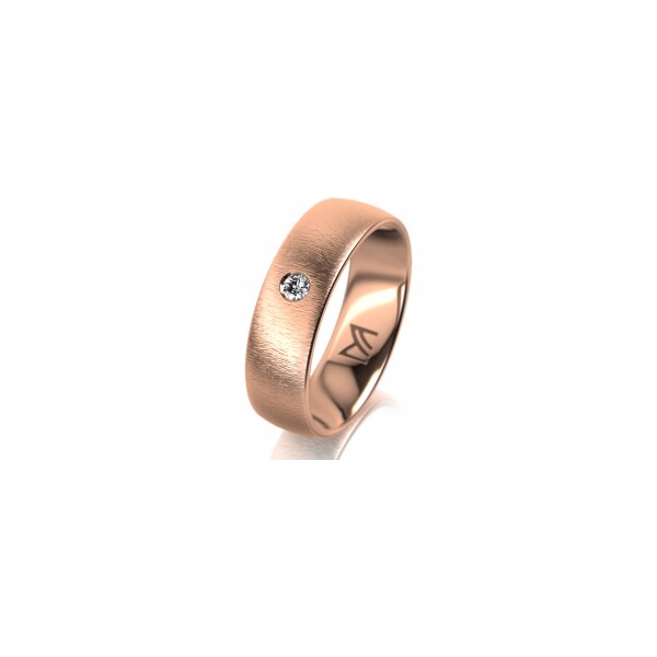 Ring 14 Karat Rotgold 6.0 mm sandmatt 1 Brillant G vs 0,050ct