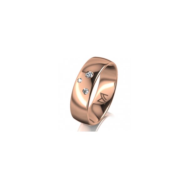 Ring 14 Karat Rotgold 6.0 mm poliert 3 Brillanten G vs Gesamt 0,060ct