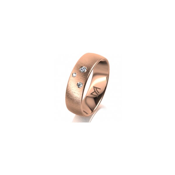 Ring 14 Karat Rotgold 6.0 mm sandmatt 3 Brillanten G vs Gesamt 0,060ct