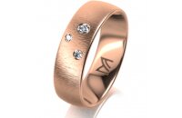 Ring 14 Karat Rotgold 6.0 mm sandmatt 3 Brillanten G vs...