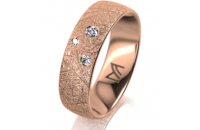 Ring 18 Karat Rotgold 6.0 mm kristallmatt 3 Brillanten G...