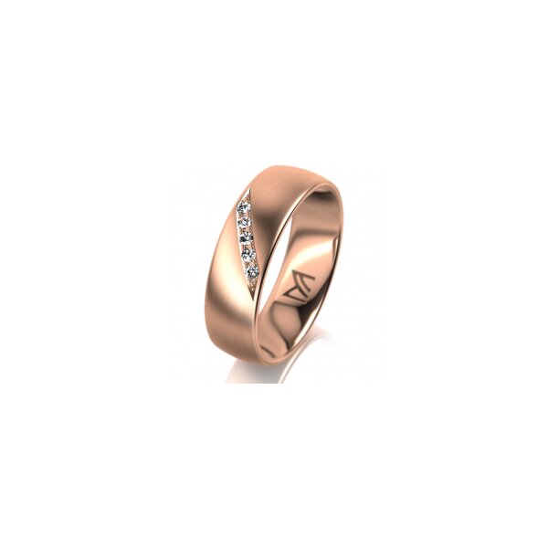 Ring 14 Karat Rotgold 6.0 mm längsmatt 5 Brillanten G vs Gesamt 0,065ct