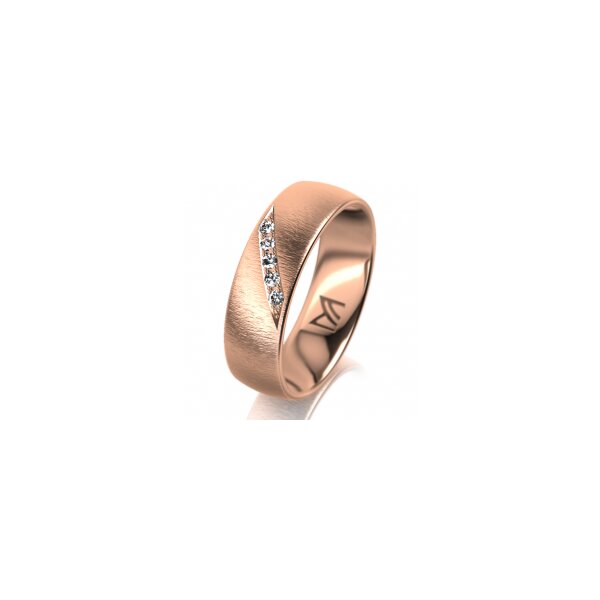 Ring 14 Karat Rotgold 6.0 mm sandmatt 5 Brillanten G vs Gesamt 0,065ct