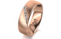 Ring 14 Karat Rotgold 6.0 mm sandmatt 5 Brillanten G vs...