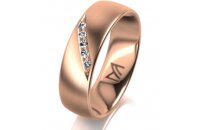 Ring 18 Karat Rotgold 6.0 mm l&auml;ngsmatt 5 Brillanten...