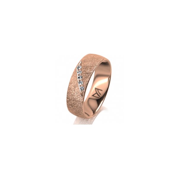 Ring 18 Karat Rotgold 6.0 mm kristallmatt 5 Brillanten G vs Gesamt 0,065ct
