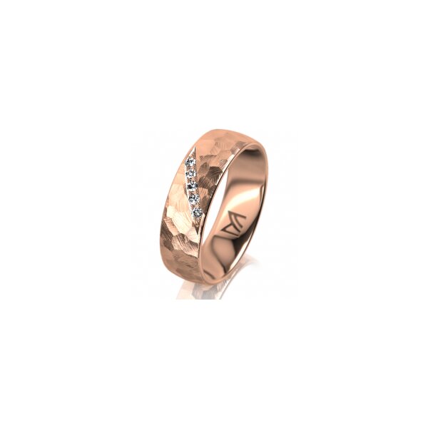 Ring 18 Karat Rotgold 6.0 mm diamantmatt 5 Brillanten G vs Gesamt 0,065ct