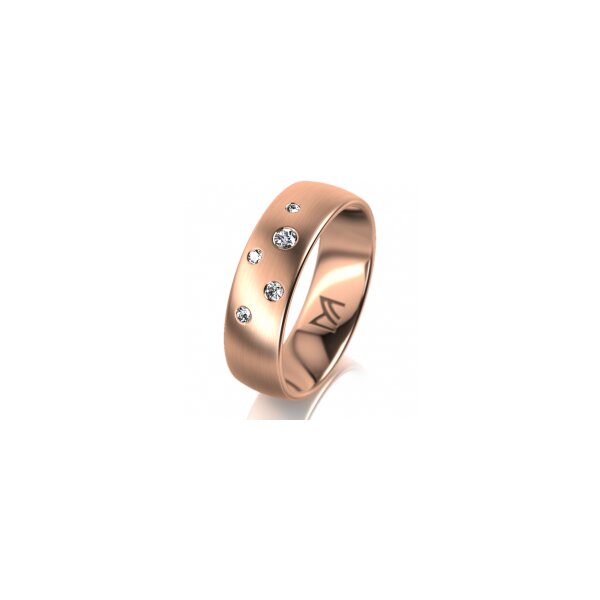 Ring 14 Karat Rotgold 6.0 mm l&auml;ngsmatt 5 Brillanten G vs Gesamt 0,080ct