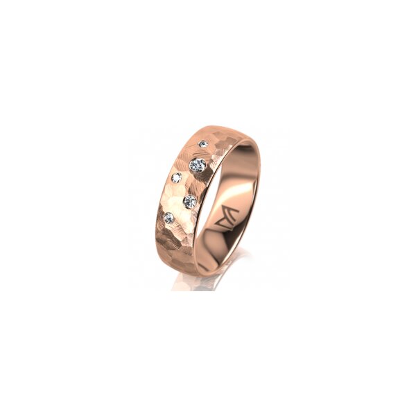 Ring 14 Karat Rotgold 6.0 mm diamantmatt 5 Brillanten G vs Gesamt 0,080ct