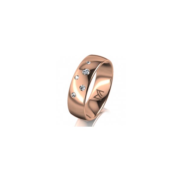 Ring 18 Karat Rotgold 6.0 mm poliert 5 Brillanten G vs Gesamt 0,080ct