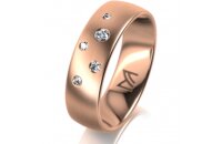 Ring 18 Karat Rotgold 6.0 mm l&auml;ngsmatt 5 Brillanten...