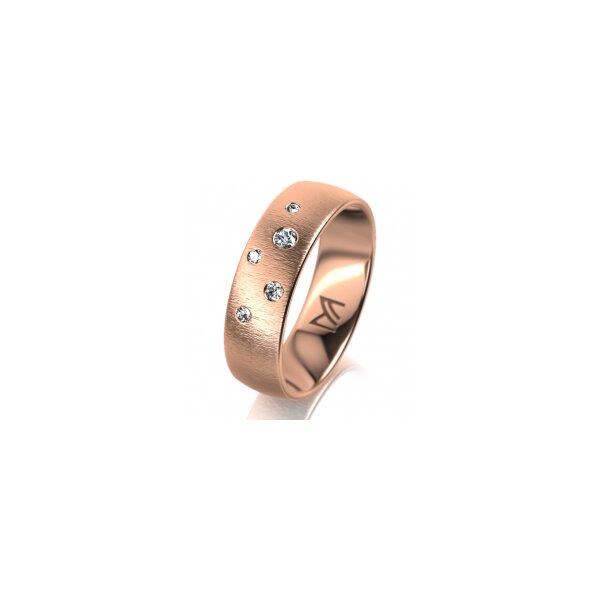 Ring 18 Karat Rotgold 6.0 mm sandmatt 5 Brillanten G vs Gesamt 0,080ct