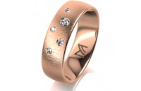 Ring 18 Karat Rotgold 6.0 mm sandmatt 5 Brillanten G vs...