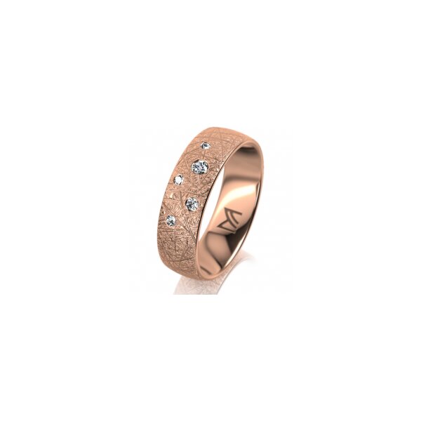 Ring 18 Karat Rotgold 6.0 mm kristallmatt 5 Brillanten G vs Gesamt 0,080ct