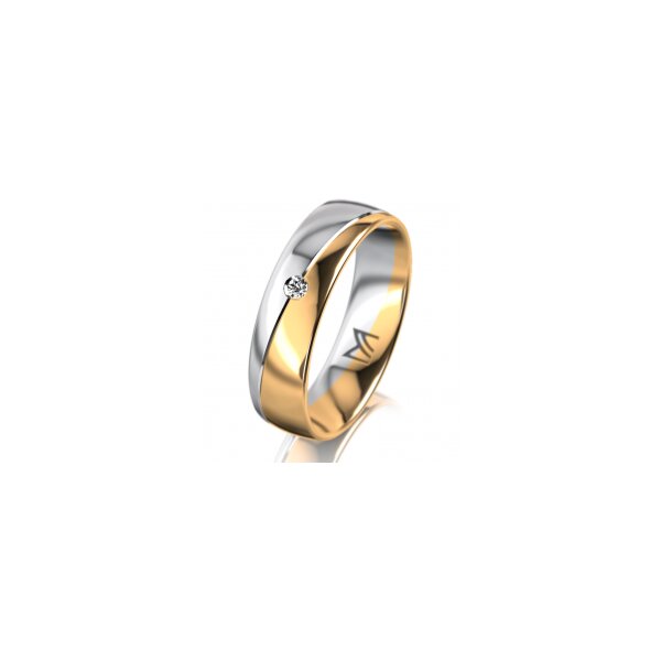 Ring 14 Karat Gelb-/Weissgold 5.5 mm poliert 1 Brillant G vs 0,025ct