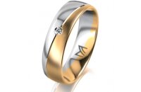 Ring 14 Karat Gelb-/Weissgold 5.5 mm l&auml;ngsmatt 1...