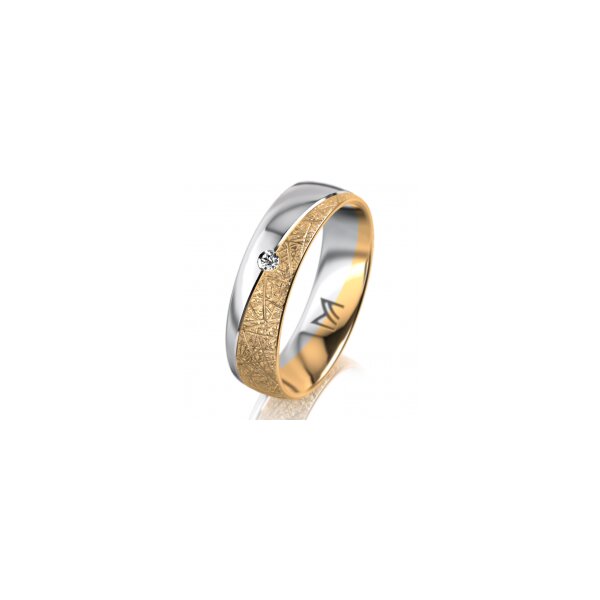 Ring 14 Karat Gelb-/Weissgold 5.5 mm kristallmatt 1 Brillant G vs 0,025ct