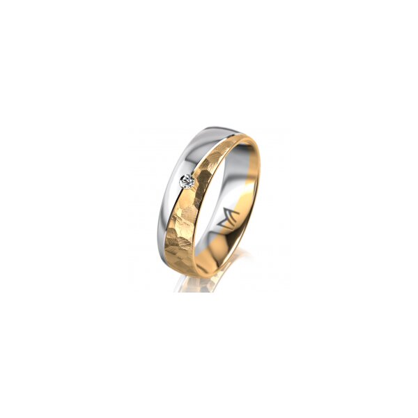 Ring 14 Karat Gelb-/Weissgold 5.5 mm diamantmatt 1 Brillant G vs 0,025ct