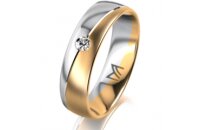 Ring 18 Karat Gelb-/Weissgold 5.5 mm l&auml;ngsmatt 1...