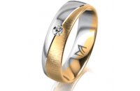 Ring 18 Karat Gelb-/Weissgold 5.5 mm sandmatt 1 Brillant...