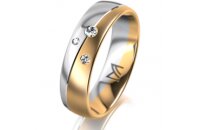 Ring 14 Karat Gelb-/Weissgold 5.5 mm l&auml;ngsmatt 3...