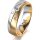 Ring 14 Karat Gelb-/Weissgold 5.5 mm l&auml;ngsmatt 3 Brillanten G vs Gesamt 0,050ct