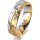 Ring 14 Karat Gelb-/Weissgold 5.5 mm diamantmatt 3 Brillanten G vs Gesamt 0,050ct