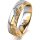 Ring 14 Karat Gelb-/Weissgold 5.5 mm diamantmatt 5 Brillanten G vs Gesamt 0,045ct