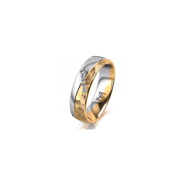 Ring 18 Karat Gelb-/Weissgold 5.5 mm diamantmatt 5 Brillanten G vs Gesamt 0,045ct
