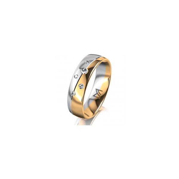 Ring 14 Karat Gelb-/Weissgold 5.5 mm poliert 5 Brillanten G vs Gesamt 0,065ct
