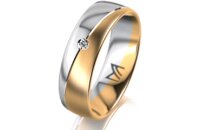Ring 14 Karat Gelb-/Weissgold 6.0 mm l&auml;ngsmatt 1...