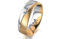 Ring 14 Karat Gelb-/Weissgold 6.0 mm sandmatt 1 Brillant...