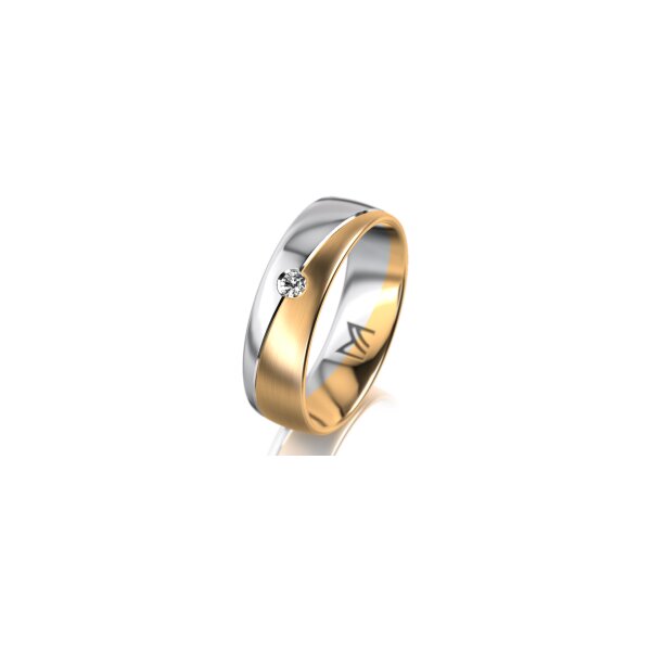 Ring 14 Karat Gelb-/Weissgold 6.0 mm l&auml;ngsmatt 1 Brillant G vs 0,050ct