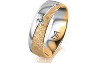 Ring 14 Karat Gelb-/Weissgold 6.0 mm kreismatt 1 Brillant...
