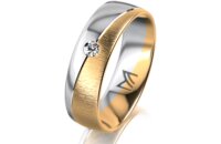 Ring 18 Karat Gelb-/Weissgold 6.0 mm sandmatt 1 Brillant...
