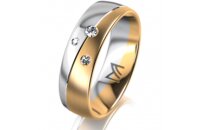 Ring 14 Karat Gelb-/Weissgold 6.0 mm l&auml;ngsmatt 3...
