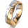 Ring 14 Karat Gelb-/Weissgold 6.0 mm l&auml;ngsmatt 3 Brillanten G vs Gesamt 0,060ct
